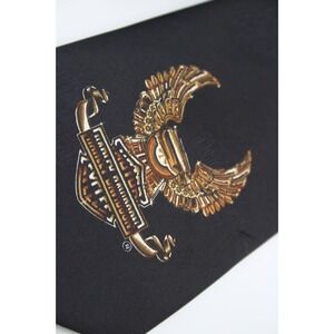 Harley‎ Davidson Tie Engine Eagle Black Biker Ralph Marlin VTG 90s